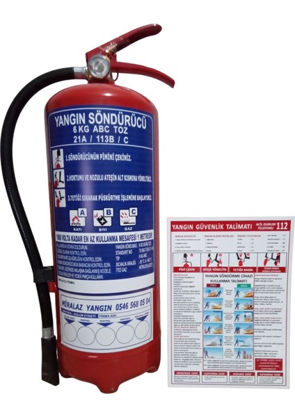 6kg Yangın Tüpü Veyangın Tüpü Kullanım Talimatı 2li Set