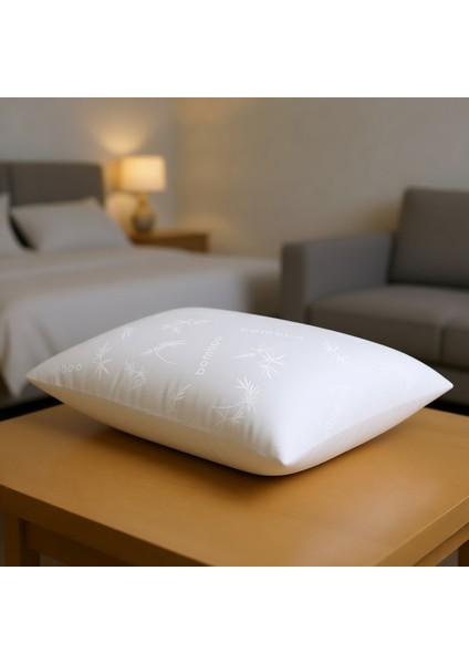 Beyaz Desenli Bamboo Yastık (50x70)