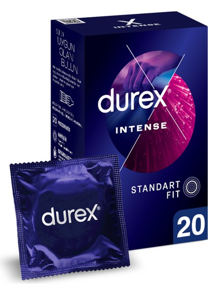 Intense Uyarıcı Jelli ve Tırtıklı Prezervatif 20'li 2 Adet