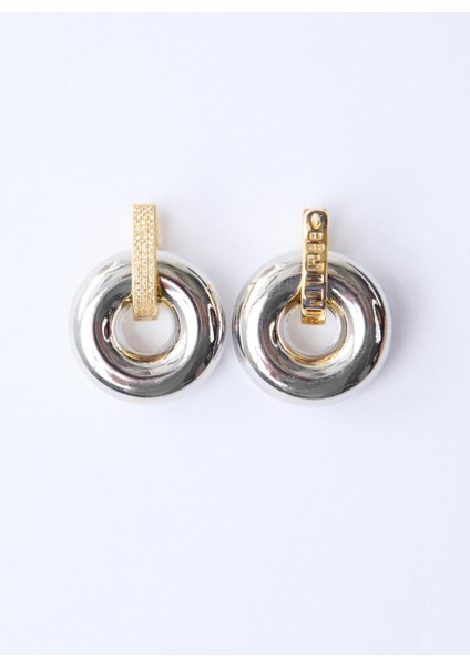 Gümüş Rengi Parlak Halka Figürlü Klipsli Küpe