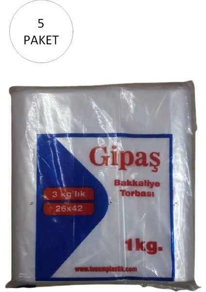 Bakkaliye Naylon Torba 3'kg lık 26x42 cm 5 Paket (Takriben 825 Adet)