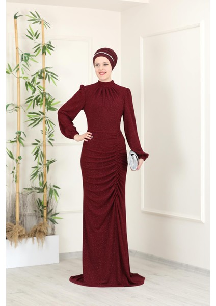 Rüya Abiye Elbise Bordo ESM16