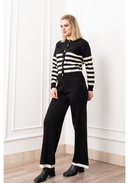 Perla Çizgili Yuvarlak Yaka Triko Takım 184 modelleri