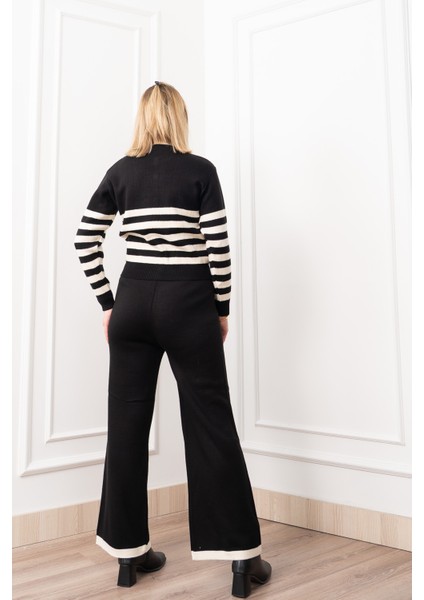 Perla Çizgili Yuvarlak Yaka Triko Takım 184 indirimleri