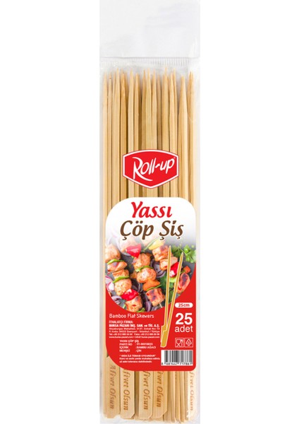 Yassı Çöp Şiş 25'li 25 cm