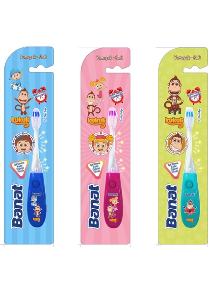 Kukuli Işıklı Çocuk Diş Fırçası 3 Adet