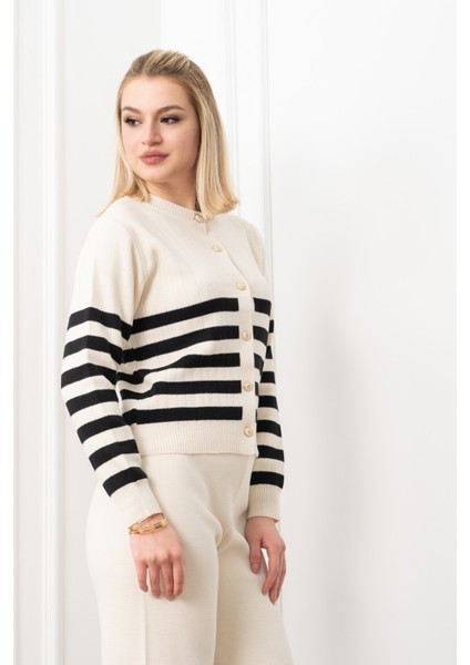 Perla Çizgili Yuvarlak Yaka Triko Takım 184