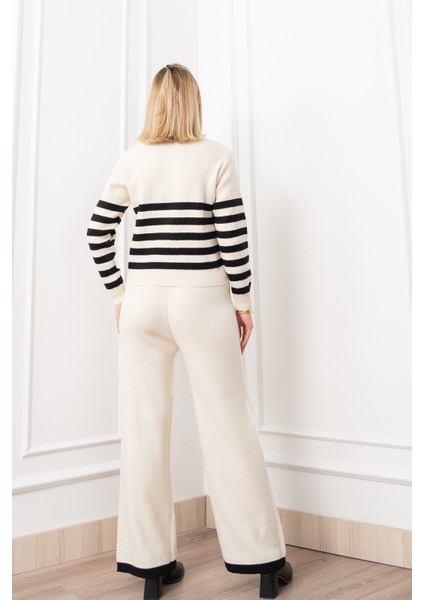 Perla Çizgili Yuvarlak Yaka Triko Takım 184 modelleri