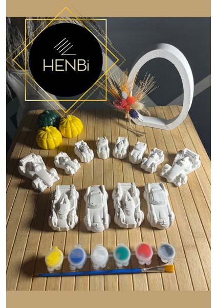 12 Adet M ve S Boy Arabalar Taş Boyama Seti Büst Figür Boyama Çocuk Gelişimi Taş Boyama Boyama Seti