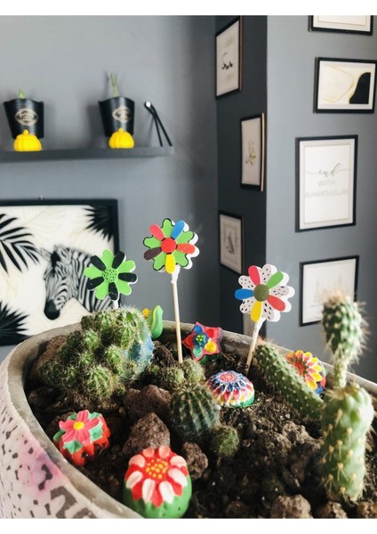 10 Adet Çiçek Taş Boyama Seti Anne ve Çocuk Etkinliği Taş Boyama Saksı Süsleme Çiçek Süsleme fırsatları