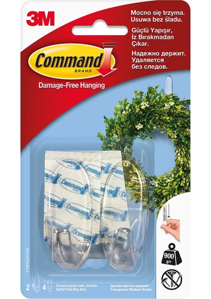 Command Orta Boy Şeffaf Askı 2'li (17091) 3 Adet