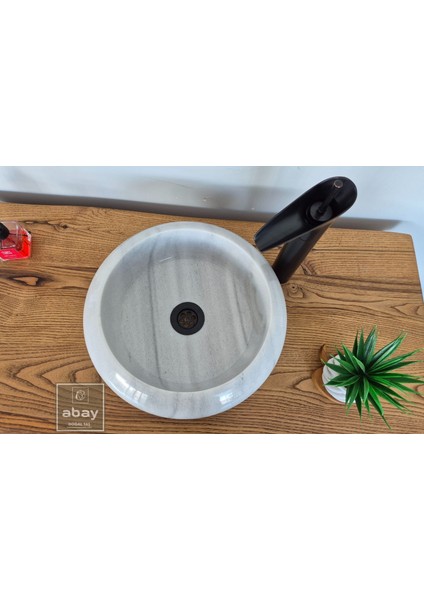 Griyli Beyaz Mermer Mini Bombeli Çanak Lavabo fiyatları