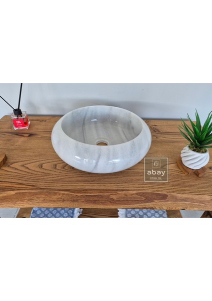 Griyli Beyaz Mermer Mini Bombeli Çanak Lavabo fırsatları