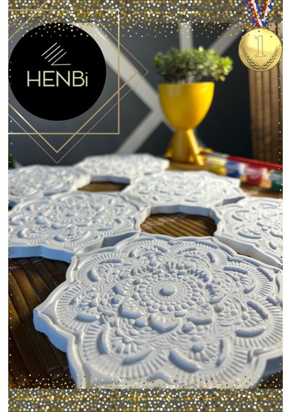 Mandala 4 (6 Adet) (3d) Xxl Taş Boyama Otonom Gelişim Çocuk Etkinliği Taş Boyama Seti Çocuk Gelişimi