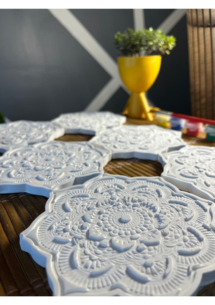 Mandala 4 (6 Adet) (3d) Xxl Taş Boyama Otonom Gelişim Çocuk Etkinliği Taş Boyama Seti Çocuk Gelişimi