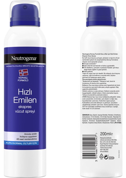 Hızlı Emilen Vücut Spreyi 200ML 3 Adet