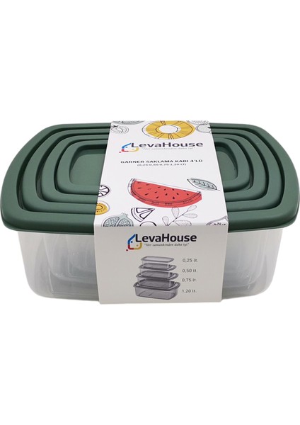 Saklama Kabı 4'lü (0,25-0,50-0,75-1,20 L) 3 Adet
