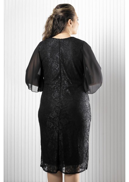 Şifon Detaylı Abiye Elbise Siyah MDV390 indirimleri