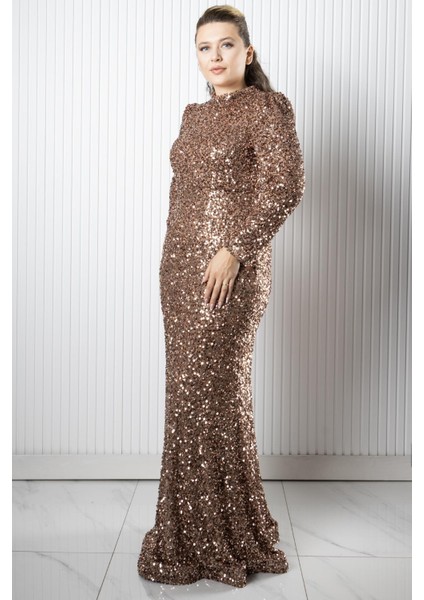 Payetli Balık Abiye Bakır AHN272 modelleri