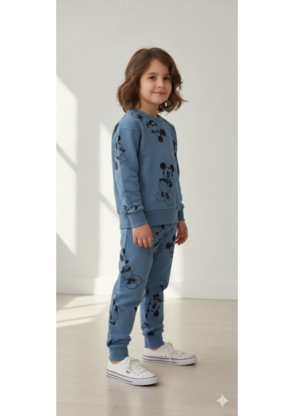 Mavi Eşofman Alt Üst Takımı Mickey Desenli Pamuklu Çocuk Eşofman Takımı – 2-10 Yaş Arası modelleri