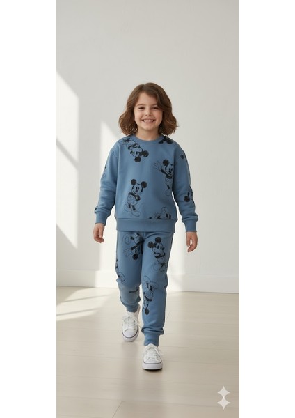 Mavi Eşofman Alt Üst Takımı Mickey Desenli Pamuklu Çocuk Eşofman Takımı – 2-10 Yaş Arası indirimleri