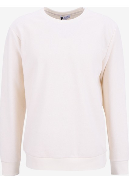 Bisiklet Yaka Düz Örgü Desenli Ekru Erkek Sweatshırt MML5WM-SWT9518