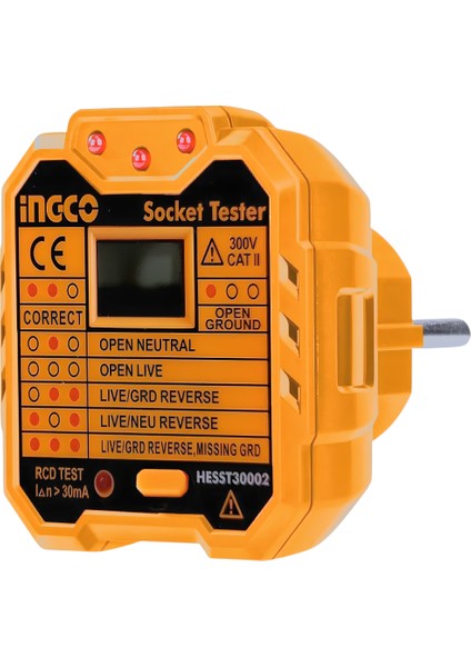 Ingco HESST30002 Soket/priz Test Cihazı 300V/CAT Iı