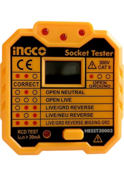 Ingco HESST30002 Soket/priz Test Cihazı 300V/CAT Iı fırsatları
