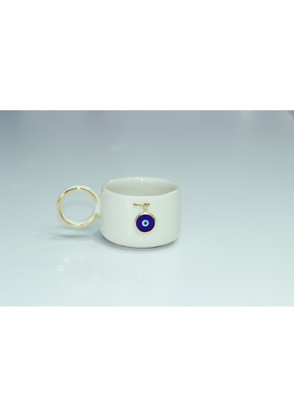 Mavi Boncuklu Çay / Nescafe Fincanı 24 Ayar Altın Dekorlu fiyatları