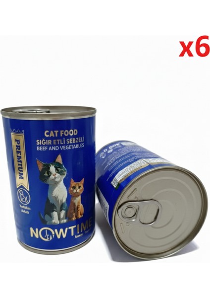 Sığır Etli ve Sebzeli Natural Konserve Yetişkin Kedi Maması 6 Adet