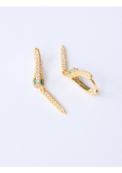 Altın Rengi Yılan Figürlü Işıltılı Klipsli Küpe modelleri