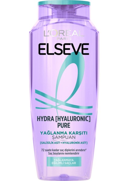 L'oréal Paris Elseve Hydra [hyaluronic] Pure Salisilik Asit Içeren Yağlanma Karşıtı Arındırıcı Şampuan 300 ml 3 Adet