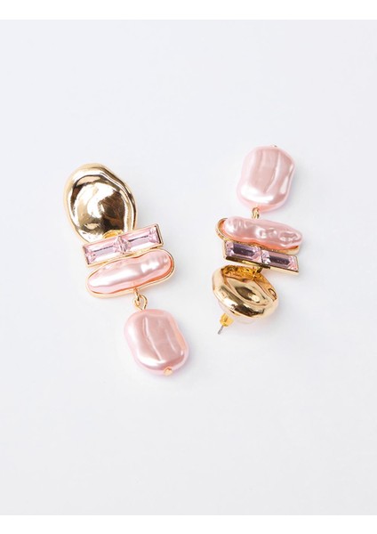 Pembe Asimetrik Figürlü Sallanan Küpe modelleri