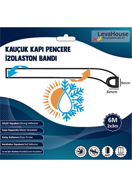 Kapı Pencere Bandı Kauçuk D Tipi 6 M 4 Adet