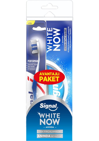Whıte Now Diş Macunu 75ML+PERFORMANCE Fırça 4 Adet