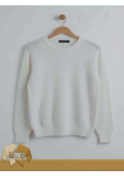 Bisklet Yaka Erkek Triko Beyaz Kazak Silim Kalıbı fiyatları