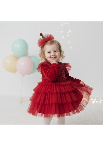 Kız Çocuk Yılbaşı Elbisesi Pamuk Kadife Toka Hediye Party Özel Gün Düğün Elbisesi 6 - 24 Ay Arası fiyatları