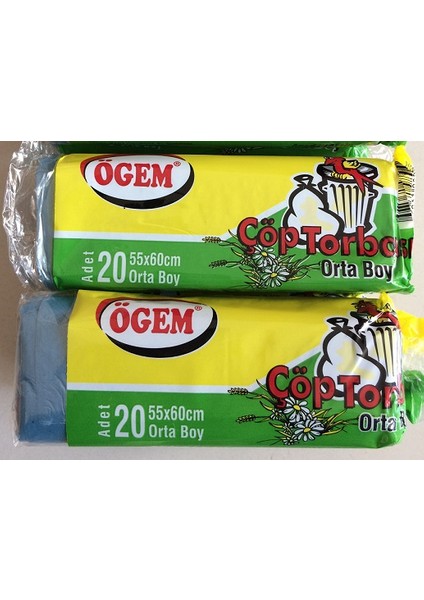 Ögem Orta Boy Çöp Poşeti Mavi Renk 55*60 20Lİ Çöp Torbası 4 Adet