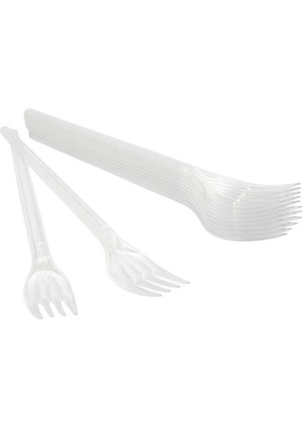 Plastik Şeffaf Çatal 10'lu 3 Adet