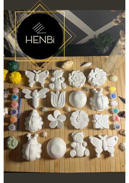 16 Adet Mega Xxl (3d) Taş Boyama Seti Hayvanlar ve Çiçekler Taş Boyama Anne ve Çocuk Etkinliği