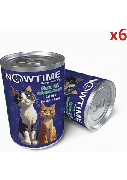 Kuzu Etli Natural Konserve Yetişkin Kedi Maması 6 Adet