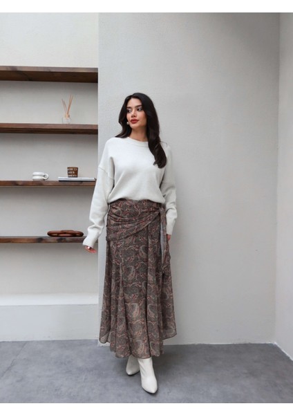 Etnik Desen Bağlamalı Şifon Etek fiyatları