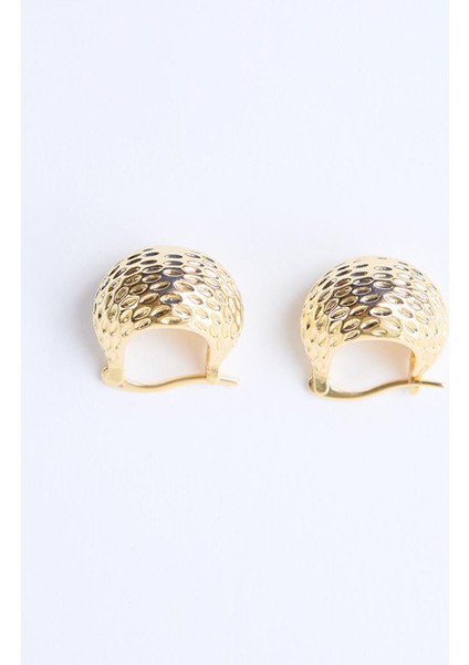 Altın Rengi Dokulu Modern Küpe