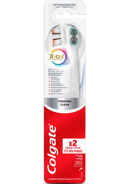 Total White Foaming Clean Diş Fırçası 1+1 4 Adet