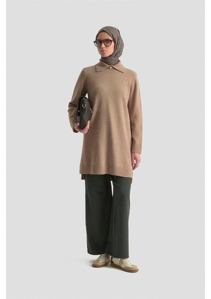 Polo Yaka Triko Tunik 25KD7003 Camel fiyatları