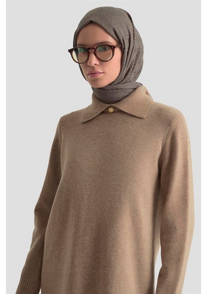Polo Yaka Triko Tunik 25KD7003 Camel fırsatları