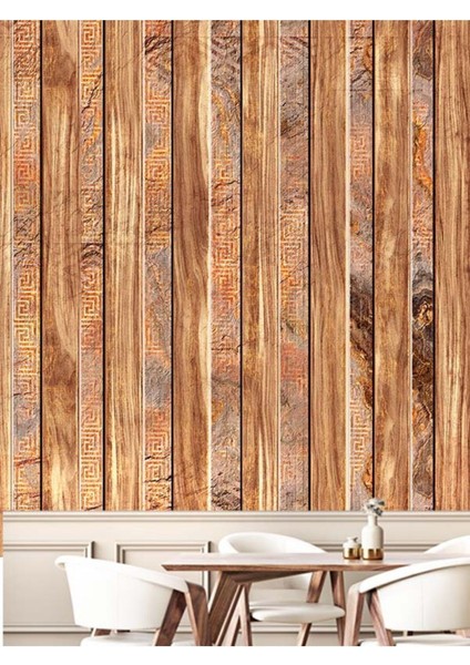 Ahşap Versace Lambri Desenli Isı ve Ses Yalıtımlı Sağlıklı Tekstil Duvar Kağıdı modelleri