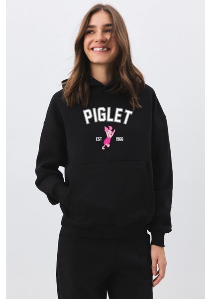 Kadın Piglet Baskılı Sweatshırt Oversize3 Iplik