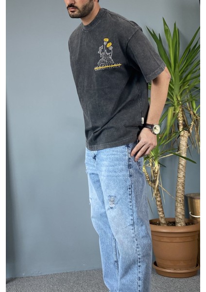 Bisiklet Yaka Imaginary Yıkamalı Oversize Antrasit Tişört fiyatları