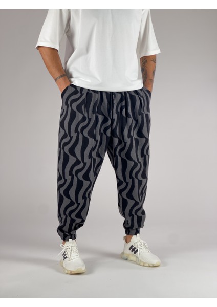 Dalga Desenli Pileli Erkek Jogger Pantolon COC1007 modelleri